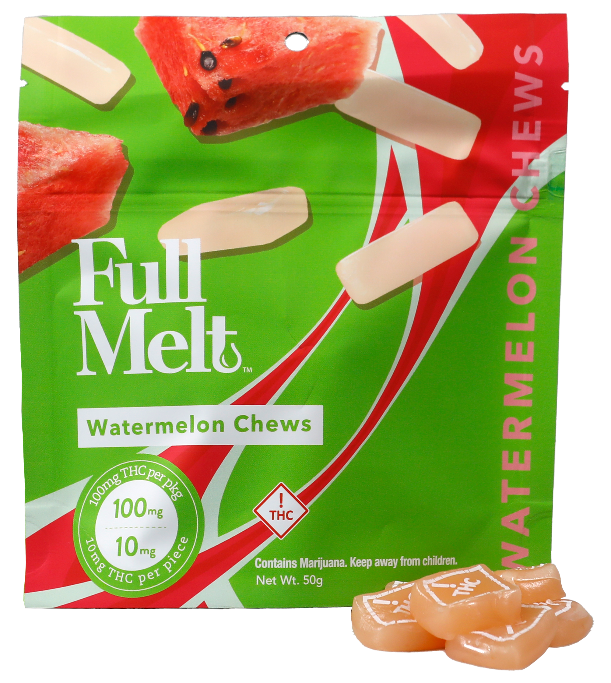 Full Melt Watermelon Chew 10pk Thc 100mg